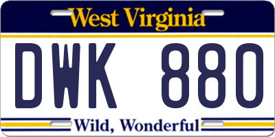 WV license plate DWK880