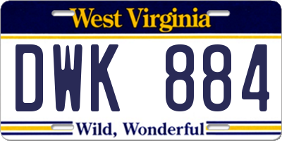 WV license plate DWK884