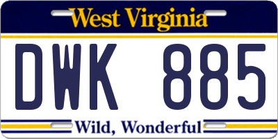 WV license plate DWK885