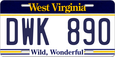 WV license plate DWK890