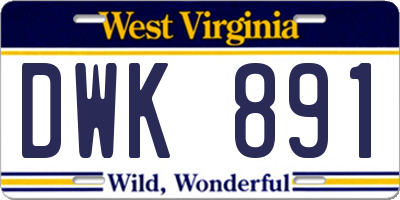 WV license plate DWK891