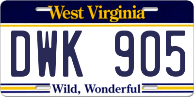 WV license plate DWK905