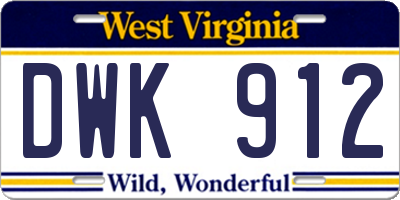 WV license plate DWK912