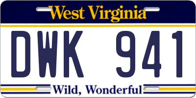 WV license plate DWK941