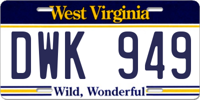 WV license plate DWK949