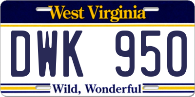 WV license plate DWK950