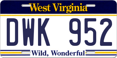 WV license plate DWK952
