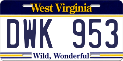 WV license plate DWK953