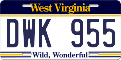 WV license plate DWK955