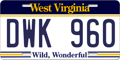 WV license plate DWK960