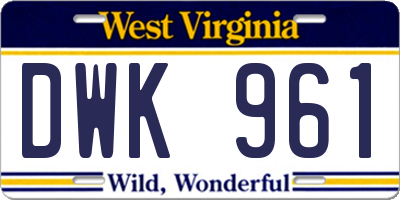 WV license plate DWK961