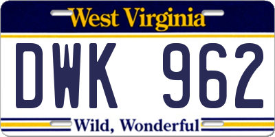WV license plate DWK962