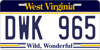 WV license plate DWK965