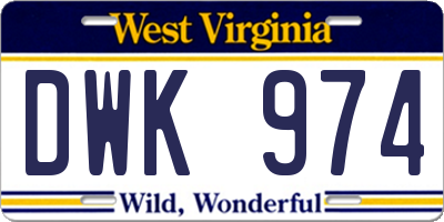 WV license plate DWK974