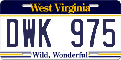 WV license plate DWK975