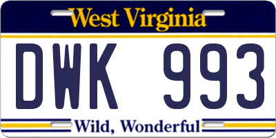 WV license plate DWK993