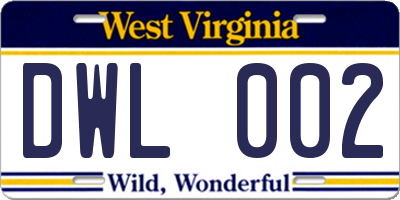 WV license plate DWL002