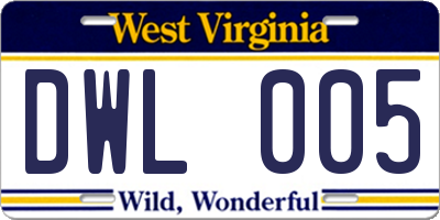 WV license plate DWL005