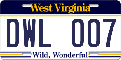 WV license plate DWL007