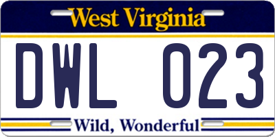 WV license plate DWL023