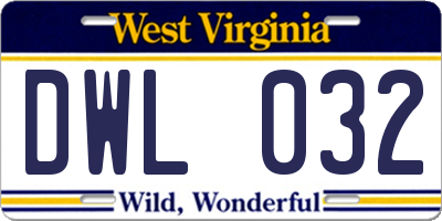 WV license plate DWL032
