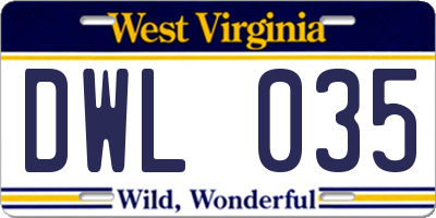 WV license plate DWL035