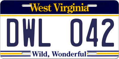 WV license plate DWL042