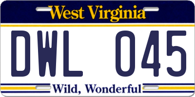 WV license plate DWL045