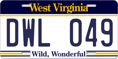 WV license plate DWL049