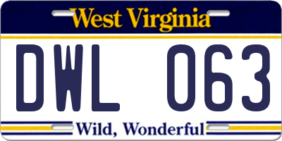 WV license plate DWL063