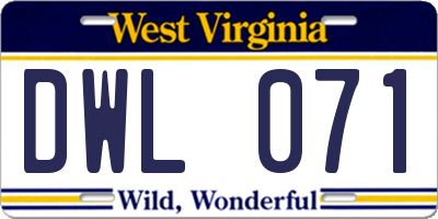 WV license plate DWL071