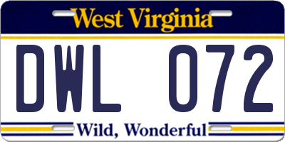 WV license plate DWL072