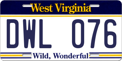 WV license plate DWL076