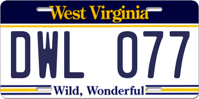WV license plate DWL077