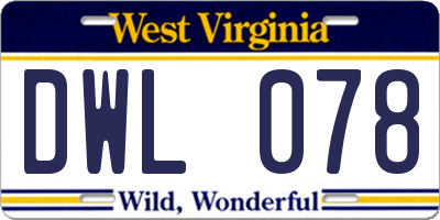 WV license plate DWL078