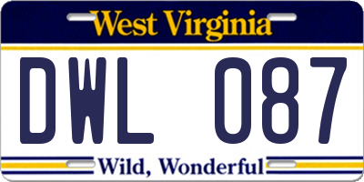 WV license plate DWL087