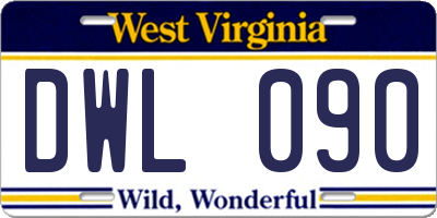 WV license plate DWL090