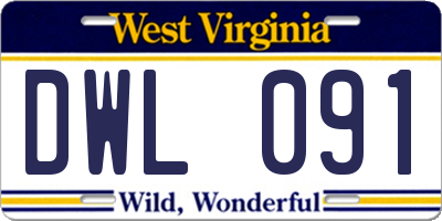 WV license plate DWL091