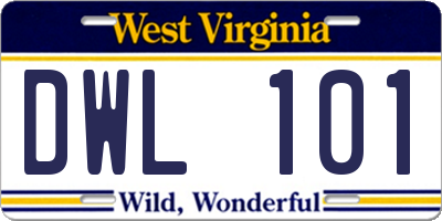 WV license plate DWL101