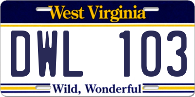 WV license plate DWL103