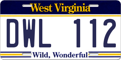WV license plate DWL112