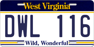 WV license plate DWL116