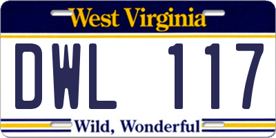 WV license plate DWL117