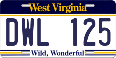 WV license plate DWL125