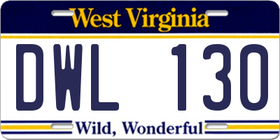 WV license plate DWL130