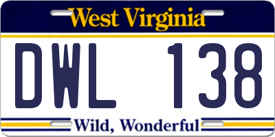 WV license plate DWL138