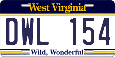 WV license plate DWL154