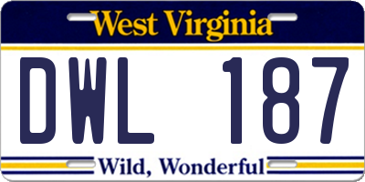 WV license plate DWL187