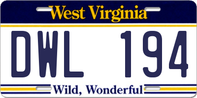 WV license plate DWL194