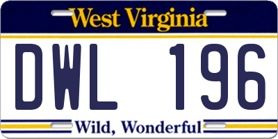 WV license plate DWL196